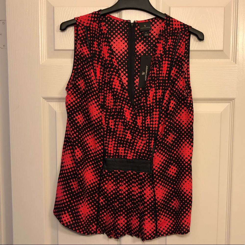 Worthington Tomato Funky Dot Sleeveless Blouse